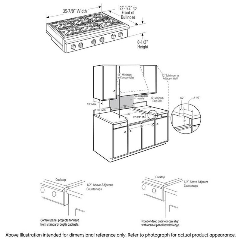 Cafe 36 in. 6-Burner Natural Gas Rangetop with Simmer Burner & Power Burner - Matte Black, Matte Black, hires