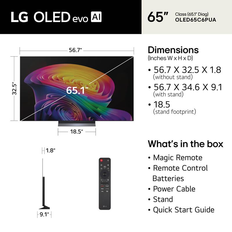 LG - 65" Class C6 Series OLED evo AI 4K UHD Smart webOS TV, , hires