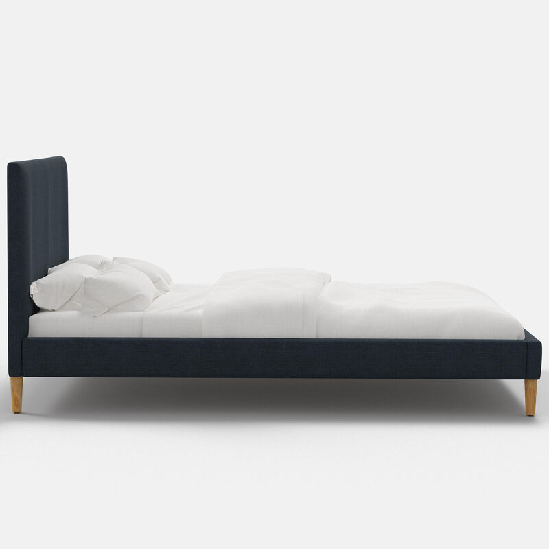 Skyline Furniture Linen Fabric Upholstered Full Size Platform Bed - Navy, Navy, hires