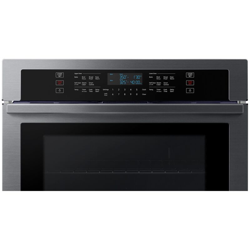 Samsung 30 in. 10.2 cu. ft. Smart Top Control Electric Double Wall Oven - Fingerprint Resistant Black Stainless Steel, Black Stainless, hires
