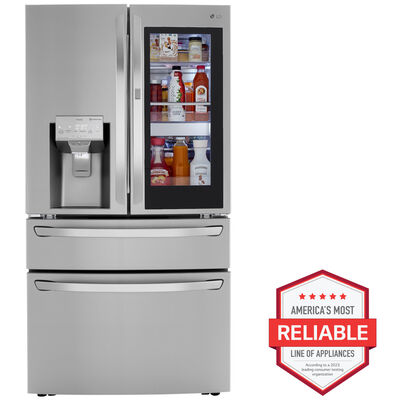 LG InstaView Series 36 in. 22.5 cu. ft. Counter Depth 4-Door French Door Refrigerator with Ice & Water Dispenser - Stainless Steel | LRMVC2306S