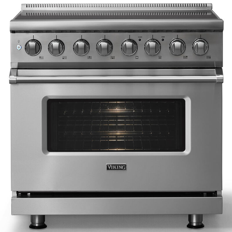Viking 5 Series 36 in. 5.6 cu. ft. True European Convection Electric Range with 6 Induction Burners - Stainless Steel, , hires