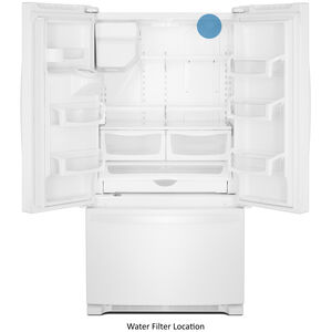 Whirlpool 36 in. 24.7 cu. ft. French Door Refrigerator with Filtered Ice & Water Dispenser - White, White, hires