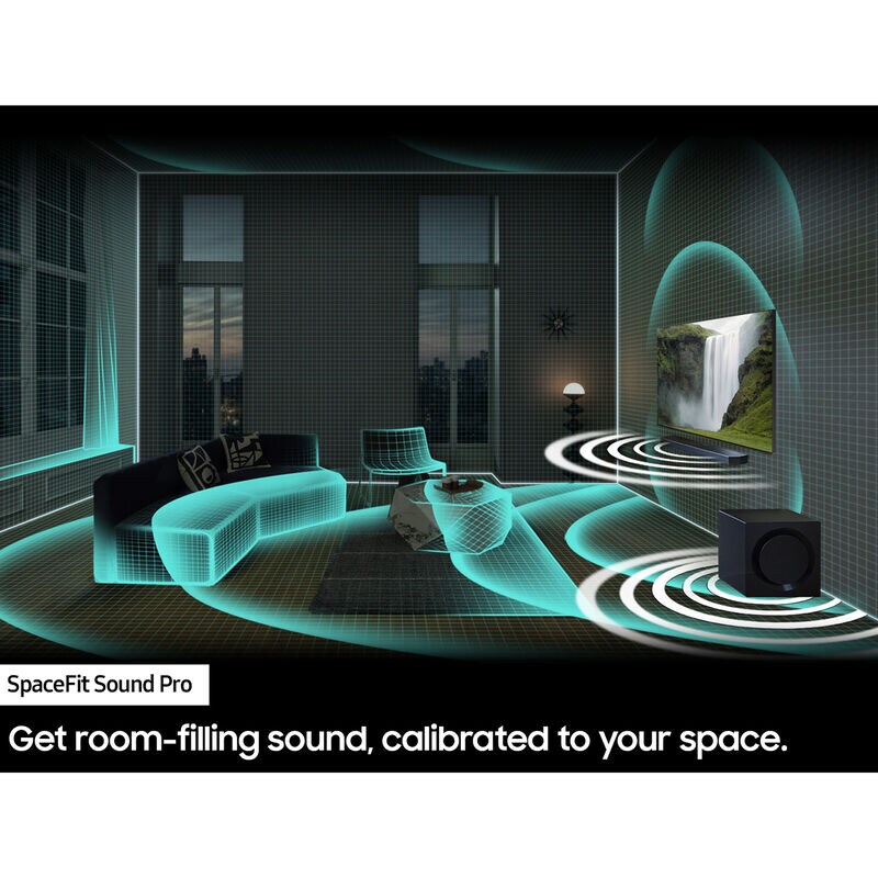 Samsung 3.1.2 Channels Dolby Atmos Smart Sound Bar with Bluetooth & Wireless Subwoofer - Titan Black, , hires