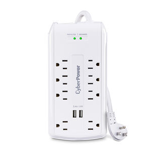 CyberPower 8 Outlet Surge Protector with 2.1 Amp USB Ports, , hires