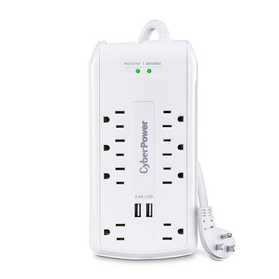CyberPower 8 Outlet Surge Protector with 2.1 Amp USB Ports | P806U