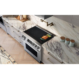 SKS 36 in. 6.3 cu. ft. Smart Air-Fry Standard Convection Steam Electric Range with 5 Induction Burners - Stainless Steel, , hires