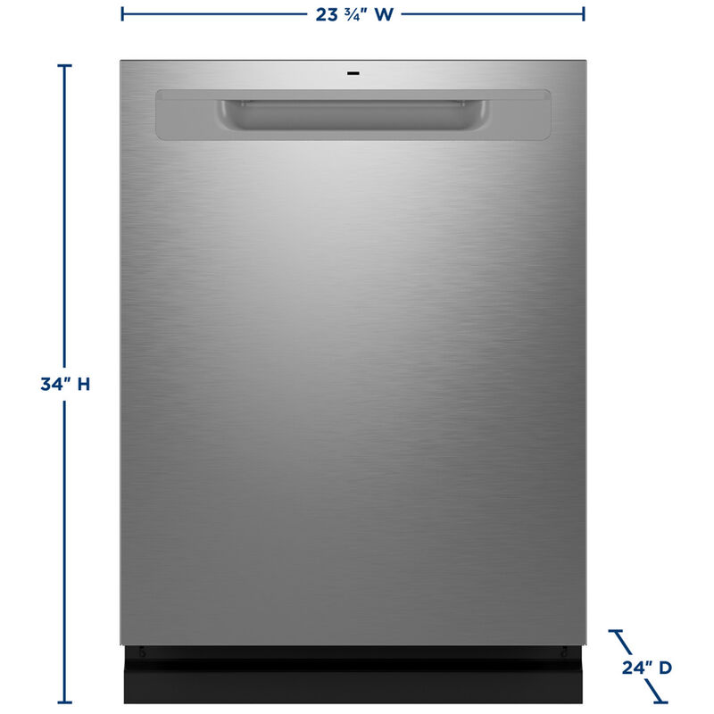 GE 24 in. Top Control Flush-Mount Dishwasher with 45 dBa Sound Level, 3rd-Rack, Dry Boost & Pocket Handle - Fingerprint Resistant Stainless, Fingerprint Resistant Stainless, hires