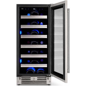 XO 15 in. Undercounter Wine Cooler with Metal Racks, Single Temperature Zone & 34 Bottle Capacity - Stainless Steel, , hires
