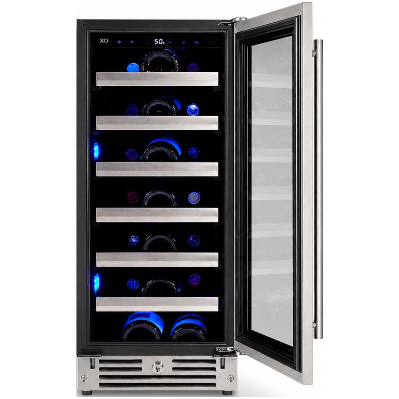 XO 15 in. Undercounter Wine Cooler with Metal Racks, Single Temperature Zone & 34 Bottle Capacity - Stainless Steel, , hires