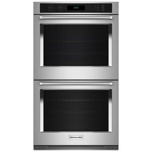 KitchenAid 30 in. 10.0 cu. ft. Electric Double Wall Oven with True European Convection & Self Clean - Stainless Steel With Printshield Finish, , hires
