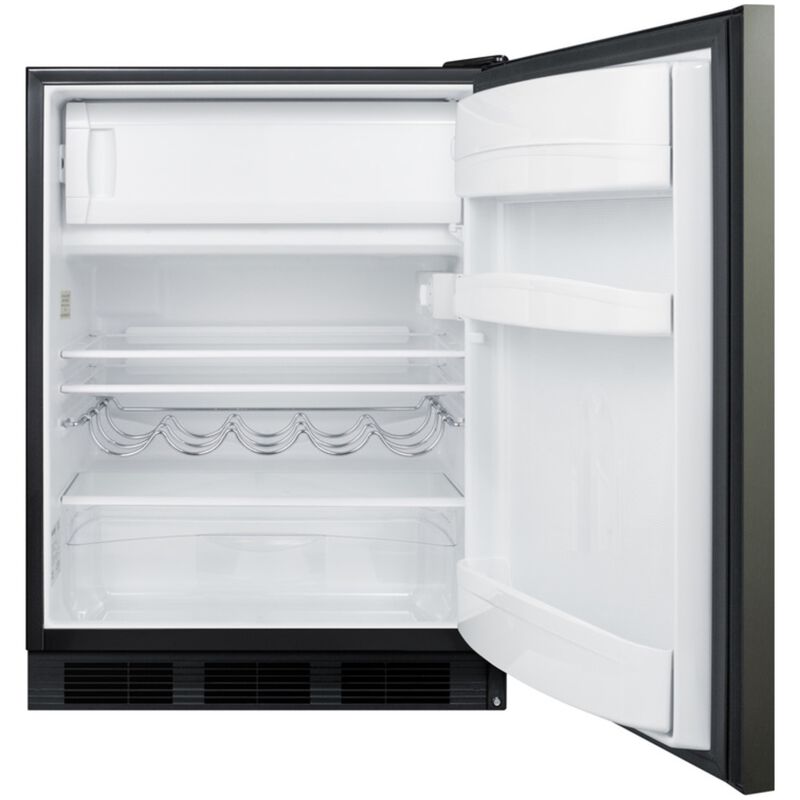 Summit 24 in. 5.1 cu. ft. Undercounter Refrigerator - Black Stainless Steel, , hires