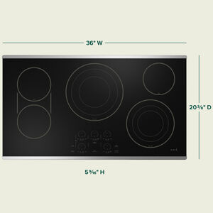 Cafe 36 in. 5-Burner Smart Electric Cooktop with Simmer Burner & Power Burner - Stainless Steel, , hires