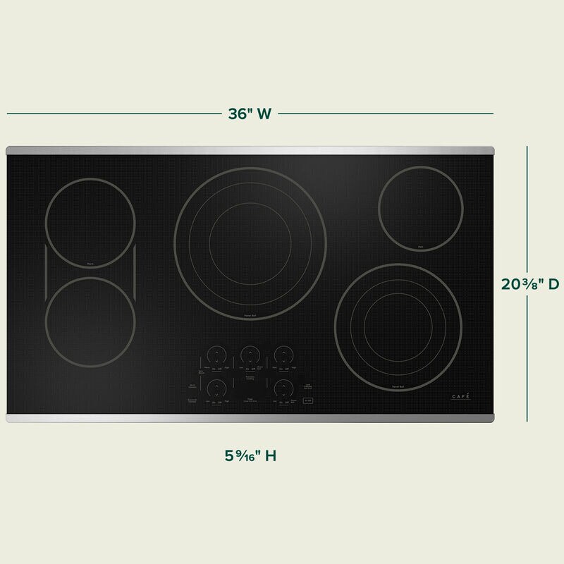 Cafe 36 in. 5-Burner Smart Electric Cooktop with Simmer Burner & Power Burner - Stainless Steel, , hires