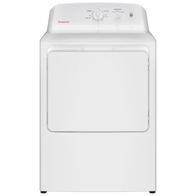 Hotpoint 27 in. 6.2 cu. ft. Electric Dryer with Up To 120 ft. Venting & Shallow Depth - White | HTX26EASWWW