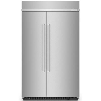 KitchenAid 48 in. 30 cu. ft. Built-In Counter Depth Side by Side Refrigerator with Ice Maker - Stainless Steel with PrintShield Finish | KBSN708MPS