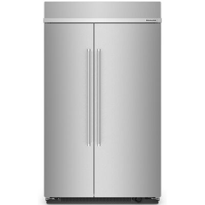 KitchenAid 48 in. 30.0 cu. ft. Built-In Counter Depth Side-by-Side Refrigerator with Ice Maker - Stainless Steel with PrintShield Finish | KBSN708MPS