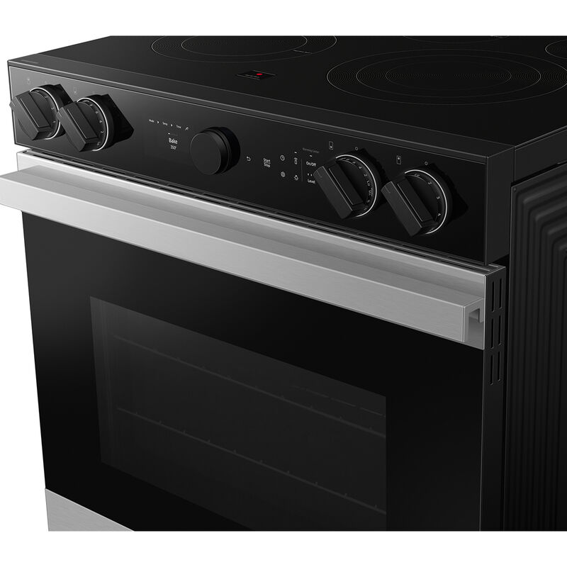 Samsung Bespoke 30 in. 6.3 cu. ft. Smart Air Fry Convection Oven Slide-In Electric Range with 5 Radiant Burners - Stainless Steel, Stainless Steel, hires