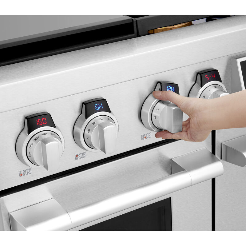 SKS 48 in. 7.9 cu. ft. Smart Standard Convection Double Oven Gas Range with 6 Sealed Burners & Griddle - Stainless Steel, , hires