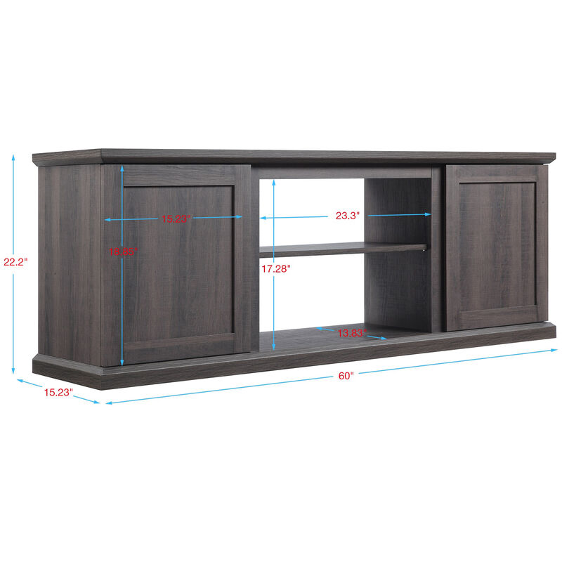 Manhattan Comfort Franklin 60" TV Stand with 2 Doors & Open Shelves - Brown, , hires
