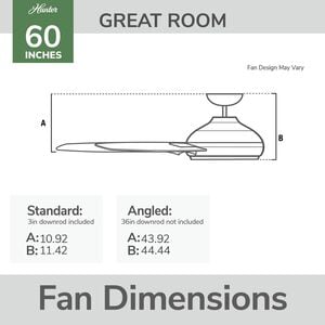 Hunter 60 in. Mosley Energy Star Damp Rated Ceiling Fan and Wall Control - Matte Black, , hires