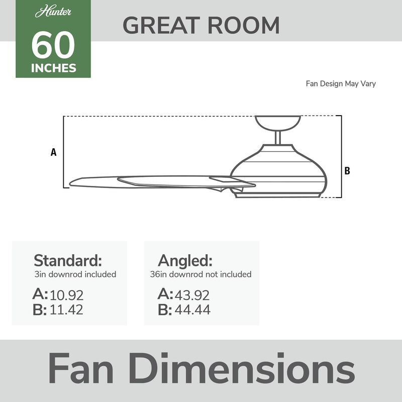 Hunter 60 in. Mosley Energy Star Damp Rated Ceiling Fan and Wall Control - Matte Black, , hires