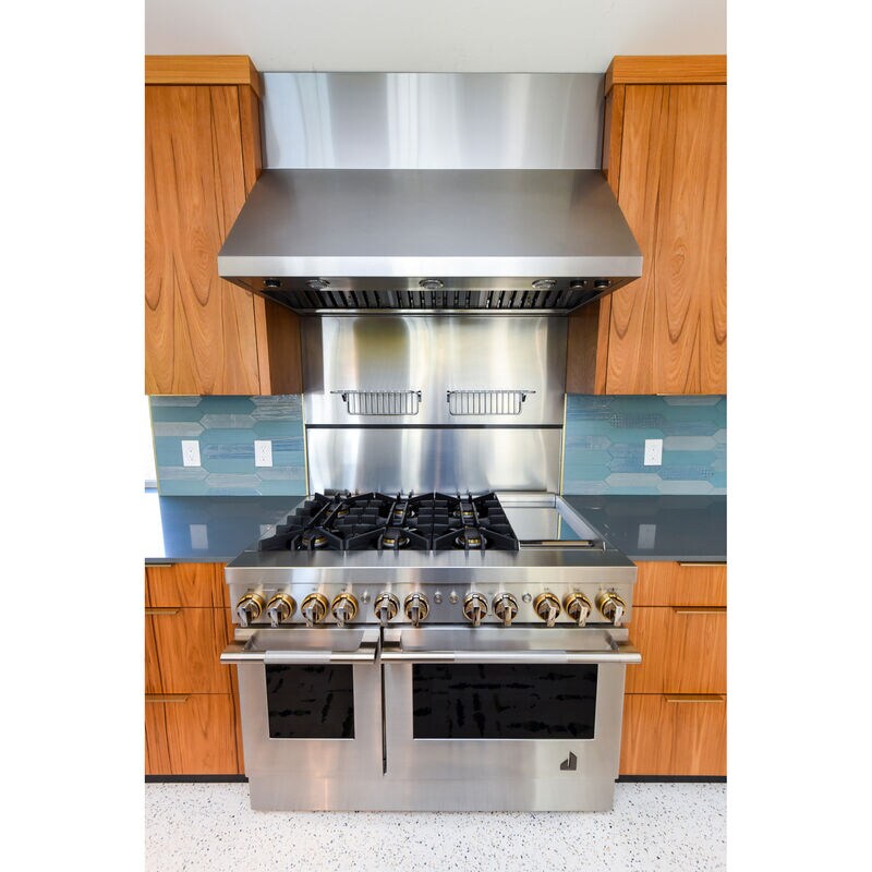 JennAir Pro-Style 48 in. Ducted Canopy Pro Style Style Range Hood with 1200 CFM, 4 Fan Speeds & 3 Halogen Lights - Stainless Steel, , hires