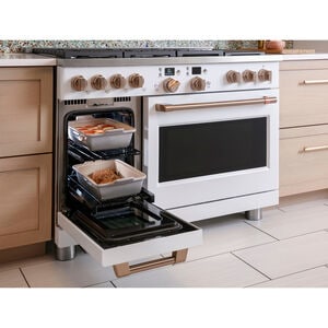 Cafe Commercial-Style 48 in. 8.2 cu. ft. Smart Air Fry True European Convection Double Oven Dual Fuel Range with 6 Sealed Burners & Griddle - Stainless Steel, Stainless Steel, hires