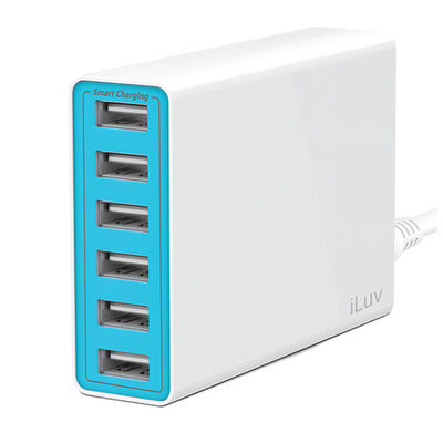 iLuv RockWall 6 Multi-Port USB Charging Hub (White) | ROCKW6ULWH