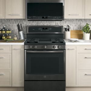 GE Profile 30" 2.1 Cu. Ft. Over-the-Range Microwave with 10 Power Levels, 400 CFM & Sensor Cooking Controls - Black Stainless, Black Stainless, hires