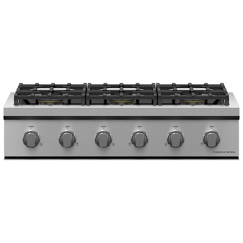 Fisher & Paykel Series 9 36 in. 6-Burner Natural Gas Rangetop with Simmer Burner & Power Burner - Stainless Steel, , hires