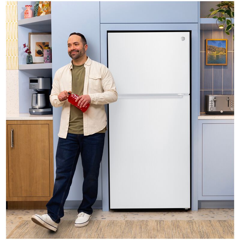 GE 30 in. 19.0 cu. ft. Garage-Ready Top Freezer Refrigerator - White, White, hires