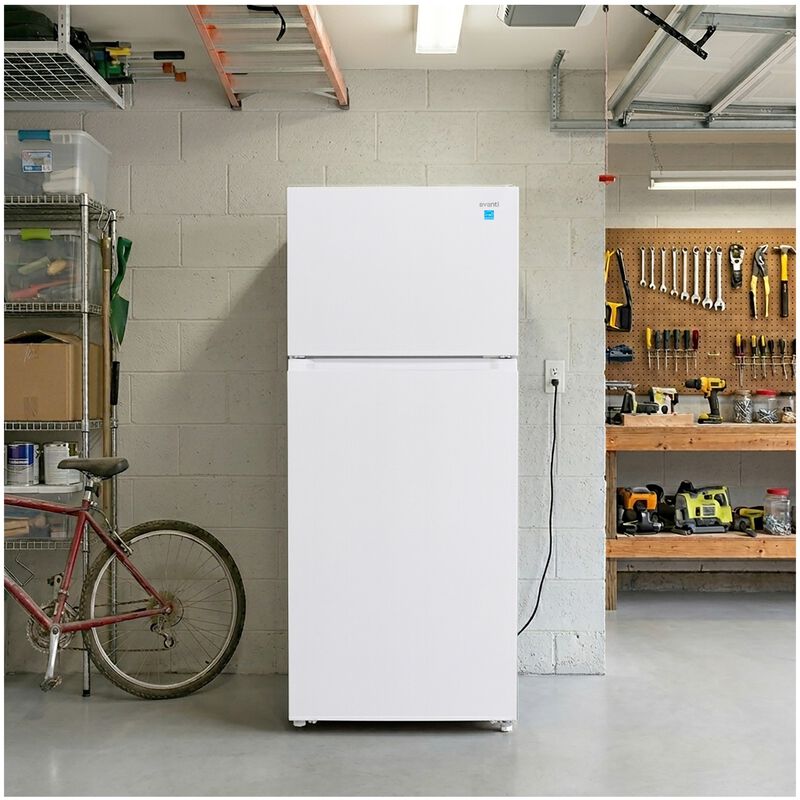 Avanti 28 in. 14.6 cu. ft. Counter Depth Garage-Ready Top Freezer Refrigerator - White, White, hires