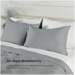 BEDGEAR Performance Duvet & 2pc Sham Set, Solid, Light Gray, Queen, , hires