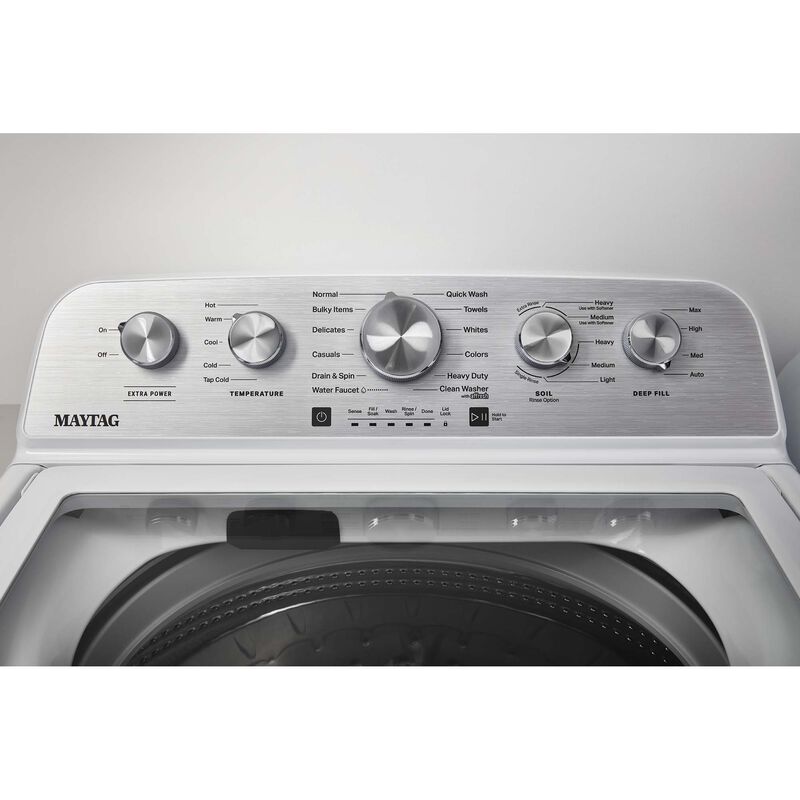 Maytag 27.75 in. 4.8 cu. ft. Top Load Washer with Extra Power Button - White, White, hires