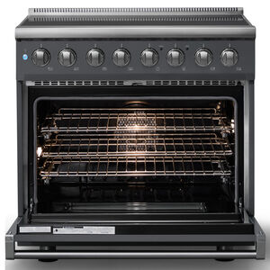 Viking 5 Series 36 in. 5.6 cu. ft. True European Convection Electric Range with 6 Induction Burners - Cast Black, , hires