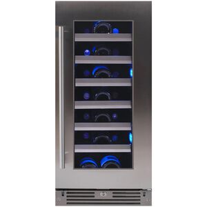 XO 15 in. Undercounter Wine Cooler with Metal Racks, Single Temperature Zone & 34 Bottle Capacity - Stainless Steel, , hires