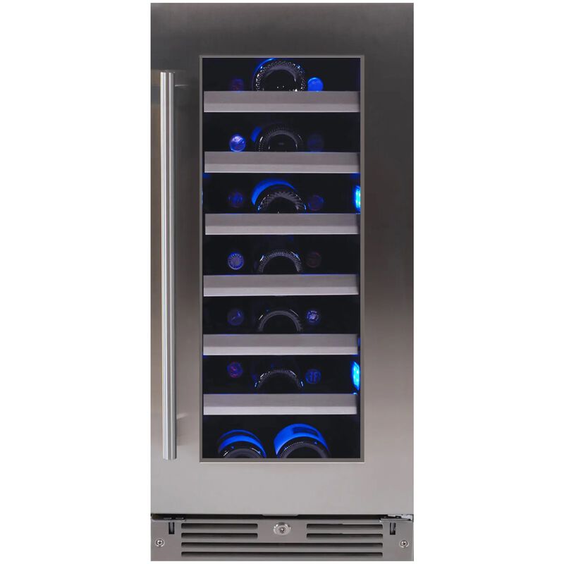 XO 15 in. Undercounter Wine Cooler with Metal Racks, Single Temperature Zone & 34 Bottle Capacity - Stainless Steel, , hires