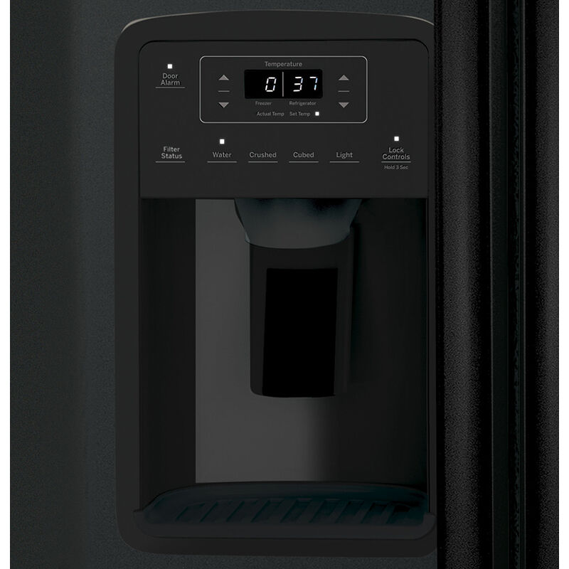 GE 33 in. 23 cu. ft. Side by Side Refrigerator with Ice & Water Dispenser - Black, Black, hires