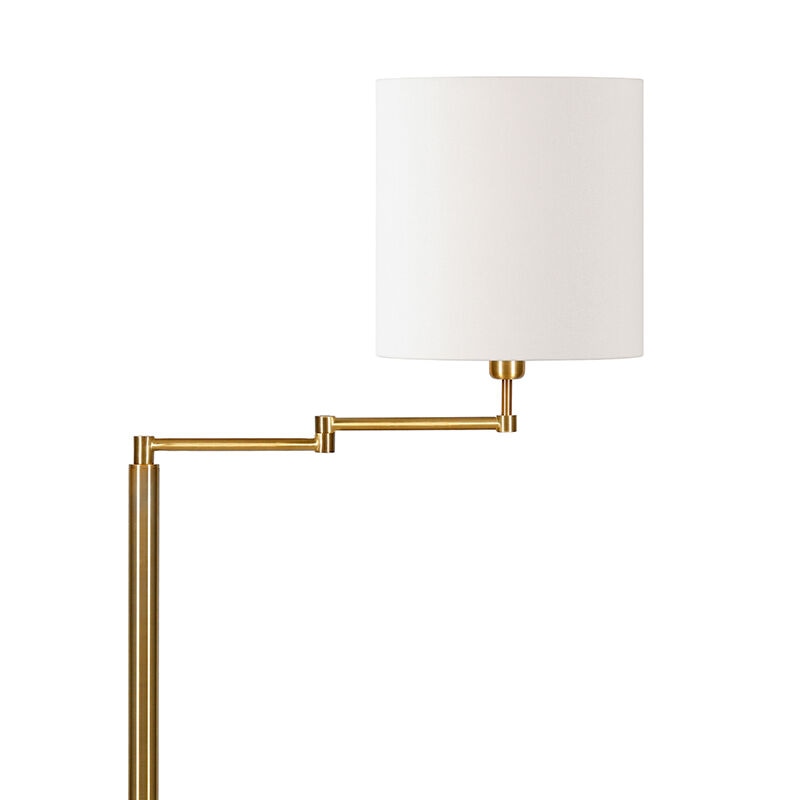 Hudson & Canal Moby Swing Arm Brass Floor Lamp with Drum Shade, , hires