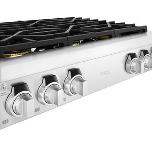 SKS 36 in. 6-Burner Smart Natural Gas Rangetop with Simmer Burner & Power Burner - Stainless Steel, , hires