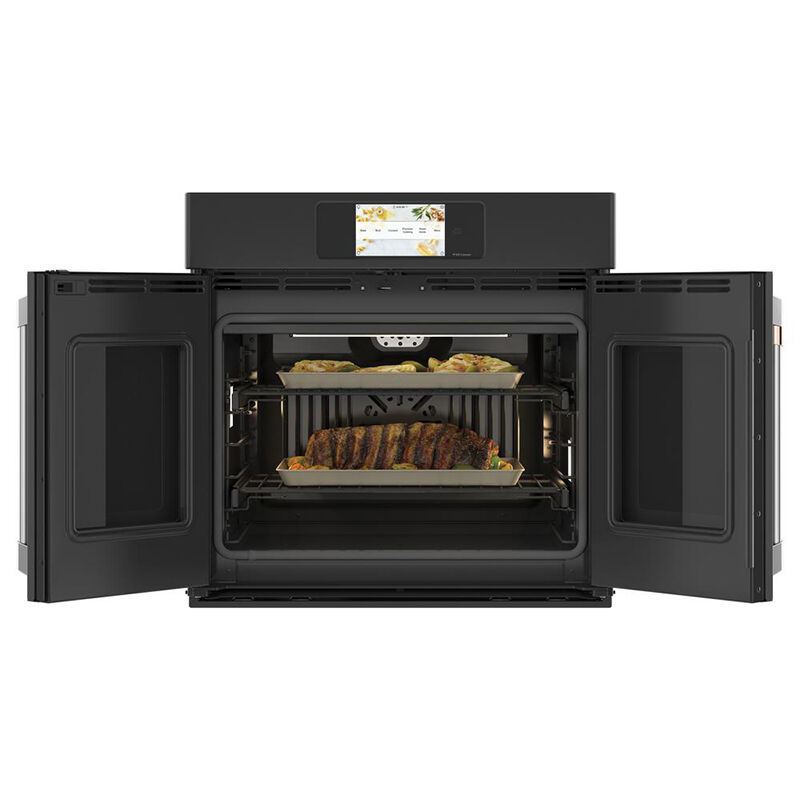 Cafe 30 in. 5.0 cu. ft. Electric Smart French Door Wall Oven with True European Convection & Self Clean - Matte Black, Matte Black, hires