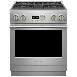 Monogram Statement Series 30 in. 5.3 cu. ft. Smart Air Fry Convection Oven Slide-In Dual Fuel Range with 4 Sealed Burners - Stainless Steel, , hires