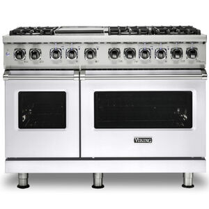 Viking 5 Series 48 in. 7.3 cu. ft. Convection Double Oven Freestanding Dual Fuel Range with 6 Sealed Burners & Griddle - White, , hires