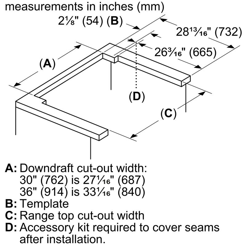 Bosch 800 Series 30" Convertible Downdraft with 600 CFM, 3 Fan Speeds