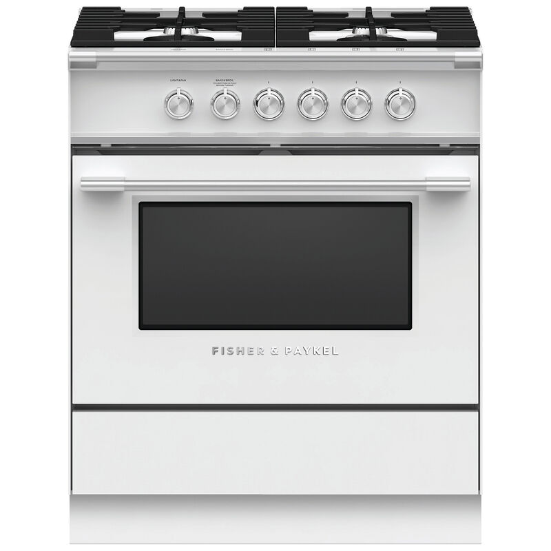 Fisher & Paykel Series 7 30 in. 3.5 cu. ft. Standard Convection Gas Range with 4 Sealed Burners - White, , hires