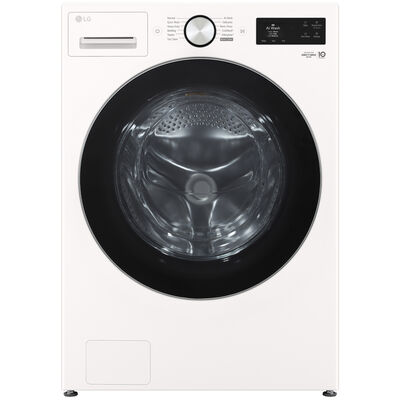 LG 27 in. 5.0 cu. ft. Smart Stackable Front Load Washer with TurboWash 360, AI DD Built-In Intelligence, Sanitize & Steam Cycle - Alpine White | WM5800HAA
