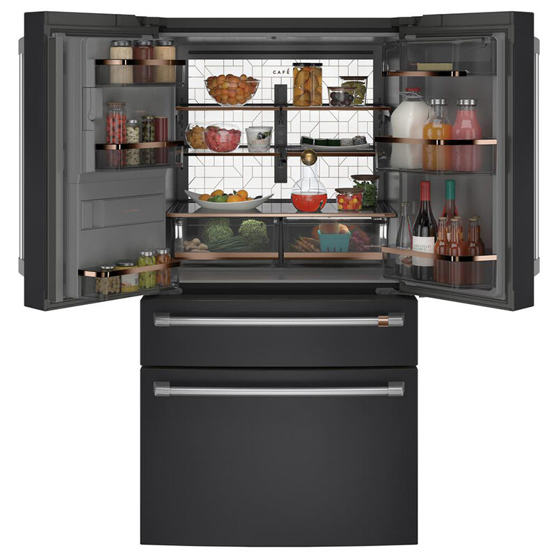 Cafe 36 in. 27.8 cu. ft. Smart 4-Door French Door Refrigerator with Ice & Water Dispenser - Matte Black, Matte Black, hires
