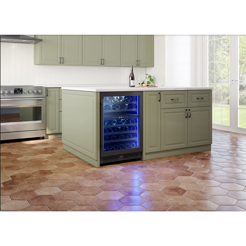 Zephyr Presrv Series 24 in. Compact Built-In/Freestanding 5.2 cu. ft. Wine Cooler with 45 Bottle Capacity, Dual Temperature Zone & Digital Control - Black Stainless Steel, , hires