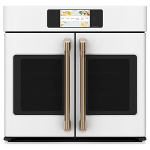 Cafe 30" 5.0 Cu. Ft. Electric Smart French Door Wall Oven with True European Convection & Self Clean - Matte White, Matte White, hires